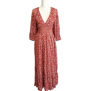 Bila 77 Womens Octavia Maxi Dress Floral Cottagecore Prairie Boho Romantic Small